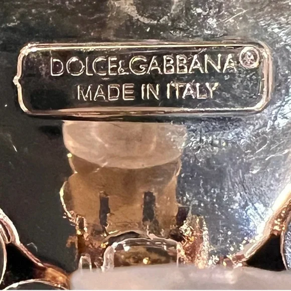 SOLD !!Dolce & Gabbana Crystal and Pearl Earrings with DG logo AUTHENTIC - Picture 5 of 5